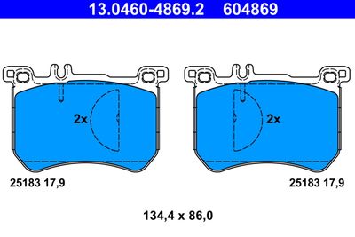 Комплект тормозных колодок, дисковый тормоз ATE 13.0460-4869.2 для MERCEDES-BENZ SL