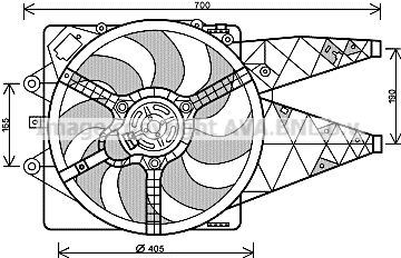 Вентилятор, охлаждение двигателя AVA QUALITY COOLING FT7567 для FIAT BRAVO
