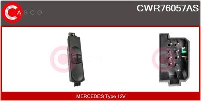 Выключатель, стеклолодъемник CASCO CWR76057AS для SKODA OCTAVIA