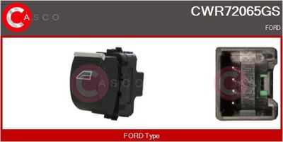 Выключатель, стеклолодъемник CASCO CWR72065GS для FORD GRAND