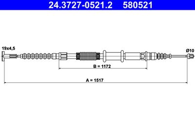 ATE 24.3727-0521.2 Трос ручного тормоза  для ALFA ROMEO 155 (Альфа-ромео 155)