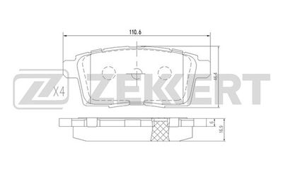Комплект тормозных колодок, дисковый тормоз ZEKKERT BS-1229 для MAZDA CX-9