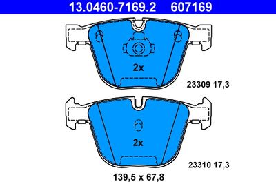 Комплект тормозных колодок, дисковый тормоз ATE 13.0460-7169.2 для BMW X6