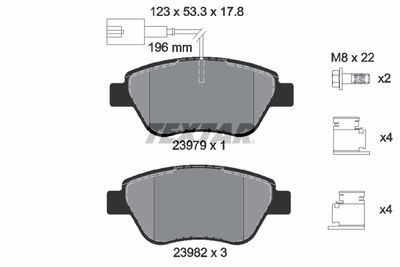 Комплект тормозных колодок, дисковый тормоз TEXTAR 2397903 для PEUGEOT BIPPER
