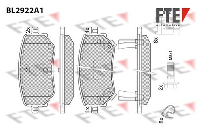 Комплект тормозных колодок, дисковый тормоз FTE BL2922A1 для MERCEDES-BENZ X-CLASS