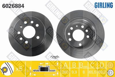 GIRLING 6026884 Тормозные диски  для SAAB 900 II купе 2.0 -16 Turbo