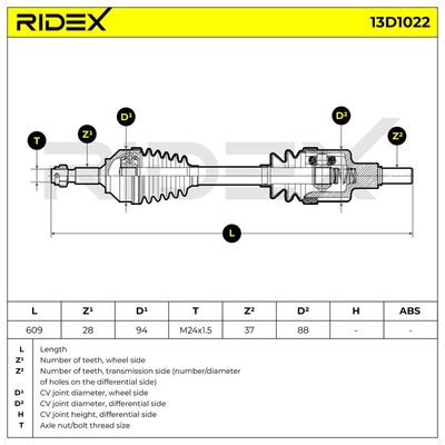 полуоска RIDEX 13D1022