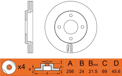 FIT FR0324V Тормозные диски  для MITSUBISHI COLT VI (Z3_A, Z2_A) 1.3 LPG