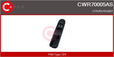 Выключатель, стеклолодъемник CASCO CWR70005AS для PEUGEOT 207