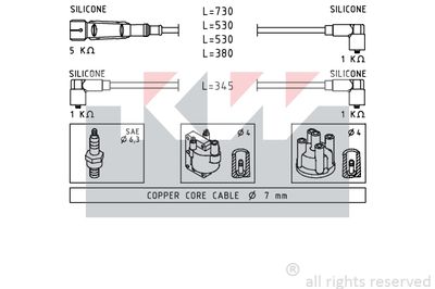 Комплект проводов зажигания KW 360 641 для VW CADDY