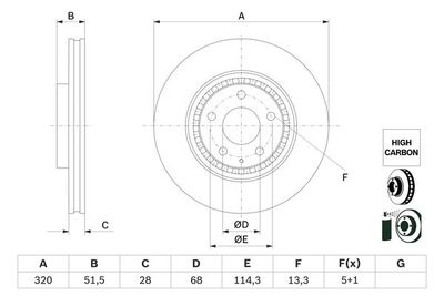 Тормозной диск BOSCH 0 986 479 H02 для MAZDA CX-9