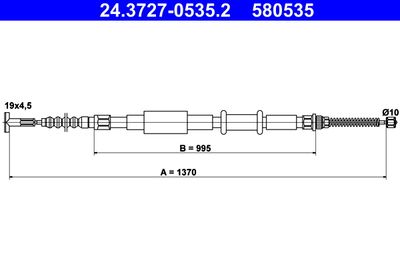 ATE 24.3727-0535.2 Трос ручного тормоза  для FIAT BRAVO (Фиат Браво)