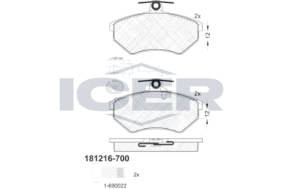 ICER 181216-700 Тормозные колодки и сигнализаторы  для VW GOLF III (1H1) 2.8 VR6
