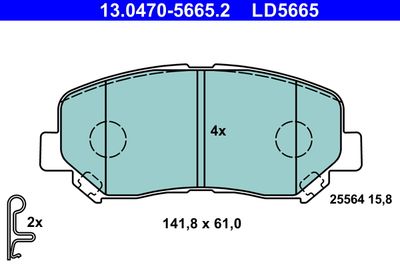 Комплект тормозных колодок, дисковый тормоз ATE 13.0470-5665.2 для MAZDA CX-5
