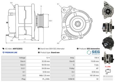 GENERATOR / ALTERNATOR AS-PL A0972SEG 4