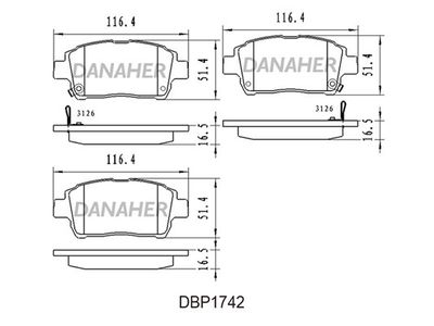 Комплект тормозных колодок, дисковый тормоз DANAHER DBP1742 для GREAT WALL FLORID
