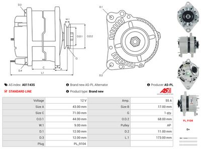 GENERATOR / ALTERNATOR AS-PL A01143S 5