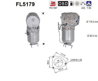 Filtr sadzy / filtr cząstek stałych, układ wydechowy AS 36002976