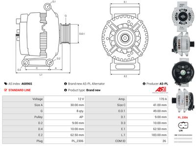 GENERATOR / ALTERNATOR AS-PL A6896S 4