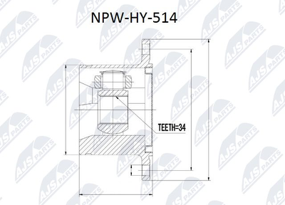 Шарнирный комплект, приводной вал NTY NPW-HY-514 для HYUNDAI H-1