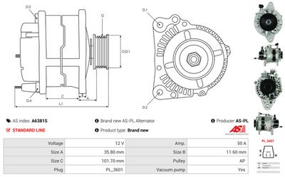 GENERATOR / ALTERNATOR AS-PL A6381S 4