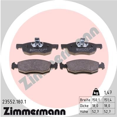 Комплект тормозных колодок, дисковый тормоз ZIMMERMANN 23552.180.1 для FIAT ALBEA