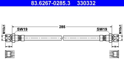 Тормозной шланг ATE 83.6267-0285.3 для OPEL SENATOR