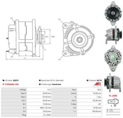 GENERATOR / ALTERNATOR AS-PL A2075 4