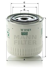MANN-FILTER W 916/1 Масляний фільтр для MG (Мджи)