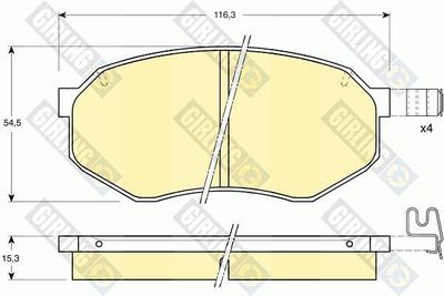 Комплект тормозных колодок, дисковый тормоз GIRLING 6110269 для MAZDA 929