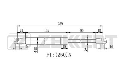 Газовая пружина, заднее стекло ZEKKERT GF-2363 для CITROËN C5
