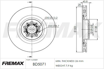 FREMAX BD-5071 Тормозные диски для SSANGYONG ACTYON