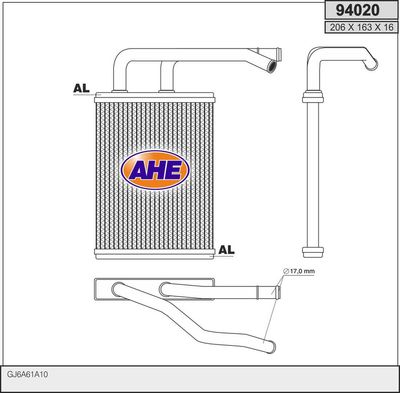AHE 94020 Радиатор печки  для MAZDA 6 (Мазда 6)