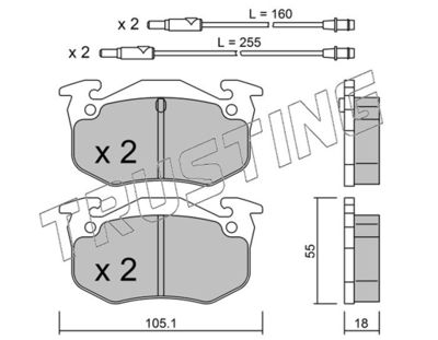 Комплект тормозных колодок, дисковый тормоз TRUSTING 038.0 для ALPINE V6