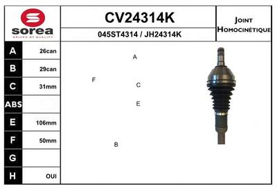 GELENKSATZ ANTRIEBSWELLE EAI CV24314K