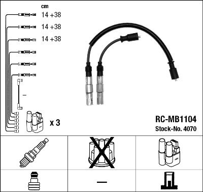 Комплект проводов зажигания NGK 4070 для SMART CITY-COUPE