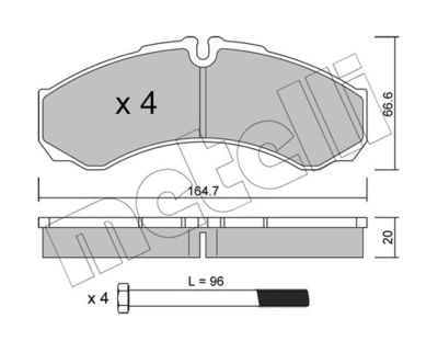 Комплект тормозных колодок, дисковый тормоз 22-0212-0