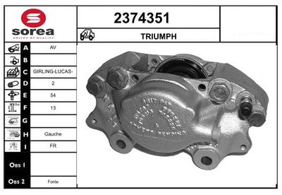 Тормозной суппорт EAI 2374351 для TRIUMPH GT6