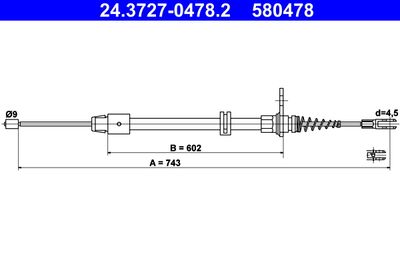 Тросик, cтояночный тормоз ATE 24.3727-0478.2 для MERCEDES-BENZ C-CLASS