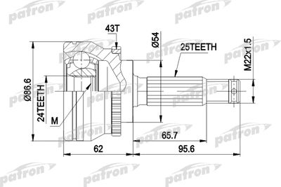 Шарнирный комплект, приводной вал PATRON PCV1331 для MITSUBISHI GALANT