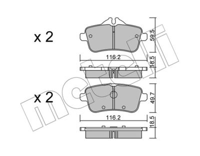 Комплект тормозных колодок, дисковый тормоз 22-0968-0