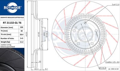 спирачен диск ROTINGER RT 21132-GL T6