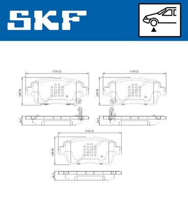 Комплект тормозных колодок, дисковый тормоз SKF VKBP 80641 A для TOYOTA WILL