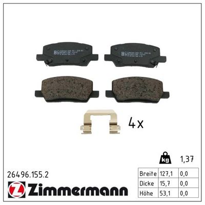 комплект спирачно феродо, дискови спирачки ZIMMERMANN 26496.155.2