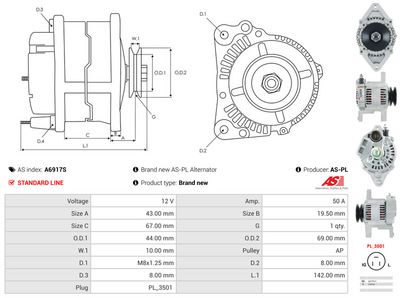 GENERATOR / ALTERNATOR AS-PL A6917S 5