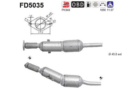 Filtr sadzy / filtr cząstek stałych, układ wydechowy AS FD5035