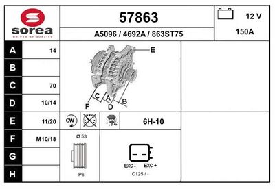 Генератор EAI 57863 для JEEP GRAND CHEROKEE