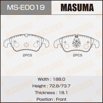 Комплект тормозных колодок MASUMA MS-E0019 для AUDI A4