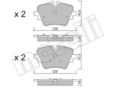 комплект спирачно феродо, дискови спирачки METELLI 22-1037-1