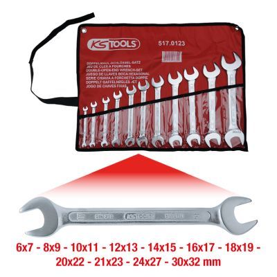 KS TOOLS Dvigubų šakinių veržliarakčių rinkinys